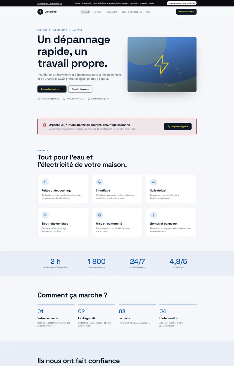 Page d'accueil du site de démonstration Volt & Flux