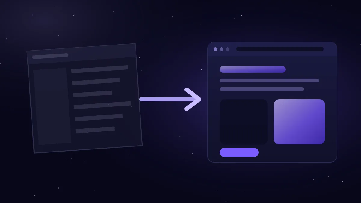 Illustration: an old web page linked by an arrow to a newer, more modern page
