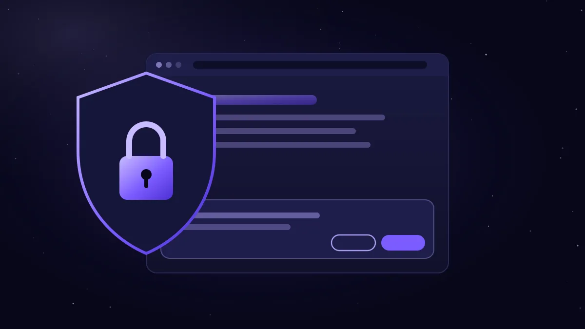 Illustration: a shield and a padlock in front of a browser window with a consent banner